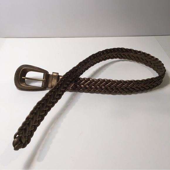 Vintage Brass colored braided leather belt main image 11